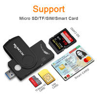 Rocketek USB 3.0 2.0 Smart Card Reader For SD/TF micro SD memory, sim card reader ,ID,Bank card,sim cloner connector adapter