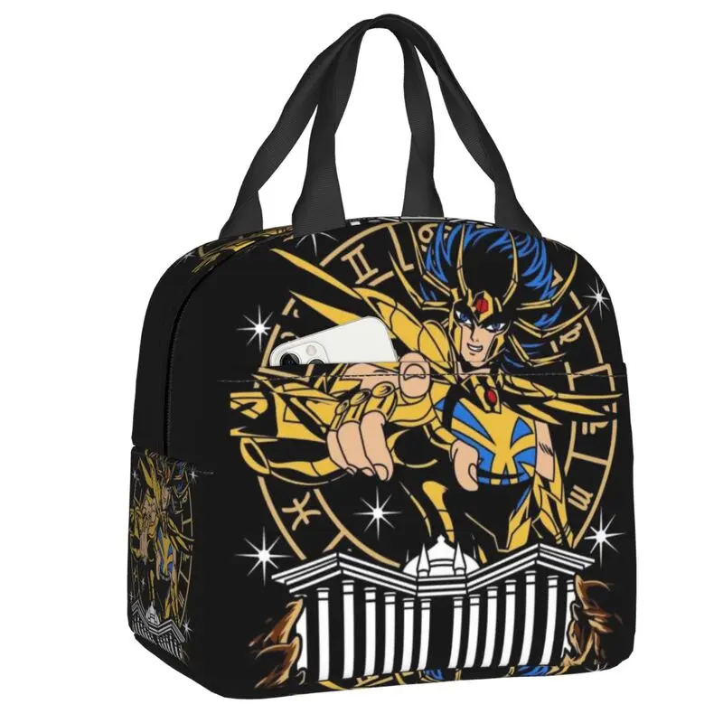 

Custom Saintes Seiya Anime Portable Lunch Box Women Leakproof Thermal Cooler Food Insulated Lunch Bag School Children Student