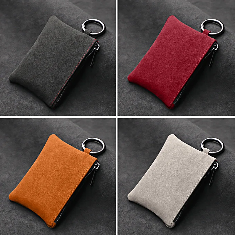 Car Key Bag Alcantara Suede Coins Wallet Mini Card Pouch General Accessories