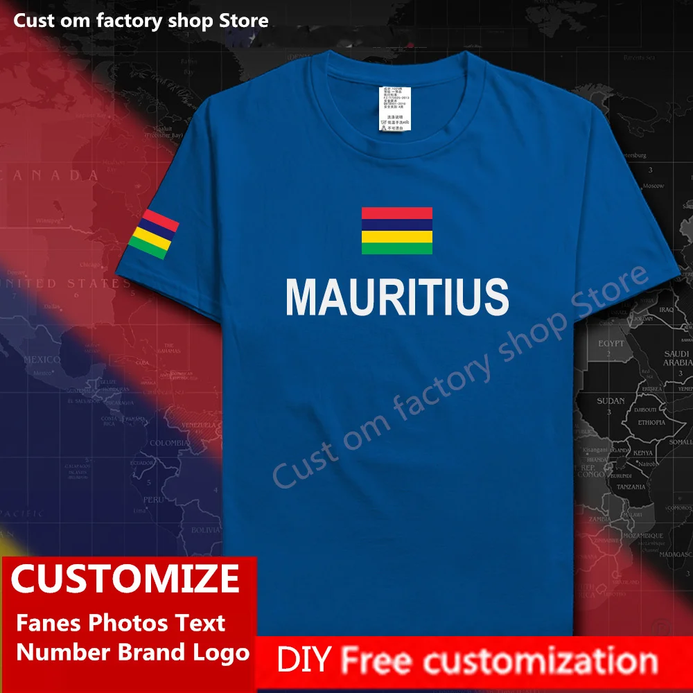 

MAURITIUS T shirt Custom Jersey Fans Name Number Brand LOGO Cotton Tshirt High Street Fashion Hip Hop Loose Casual T-shirt