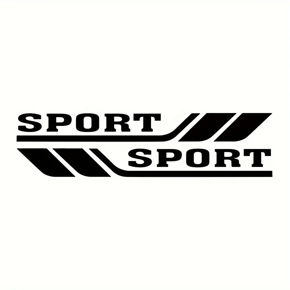 2PCS/SET Car Decor “SPORT” Sticker - Black Design with Stripes, 20cm/40cm Options to Enhance Car Appearance