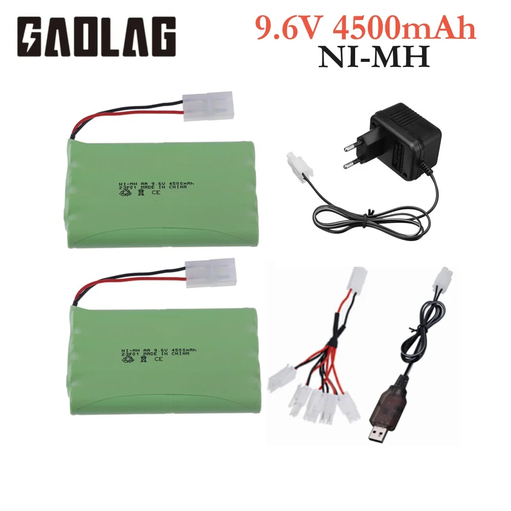 9.6V 4500Mah Ni-Mh Batterij Met Oplader Voor Afstandsbediening Elektrische Speelgoed Boot Auto Vrachtwagen Aa 9.6V 3000Mah Oplaadbare Batterij