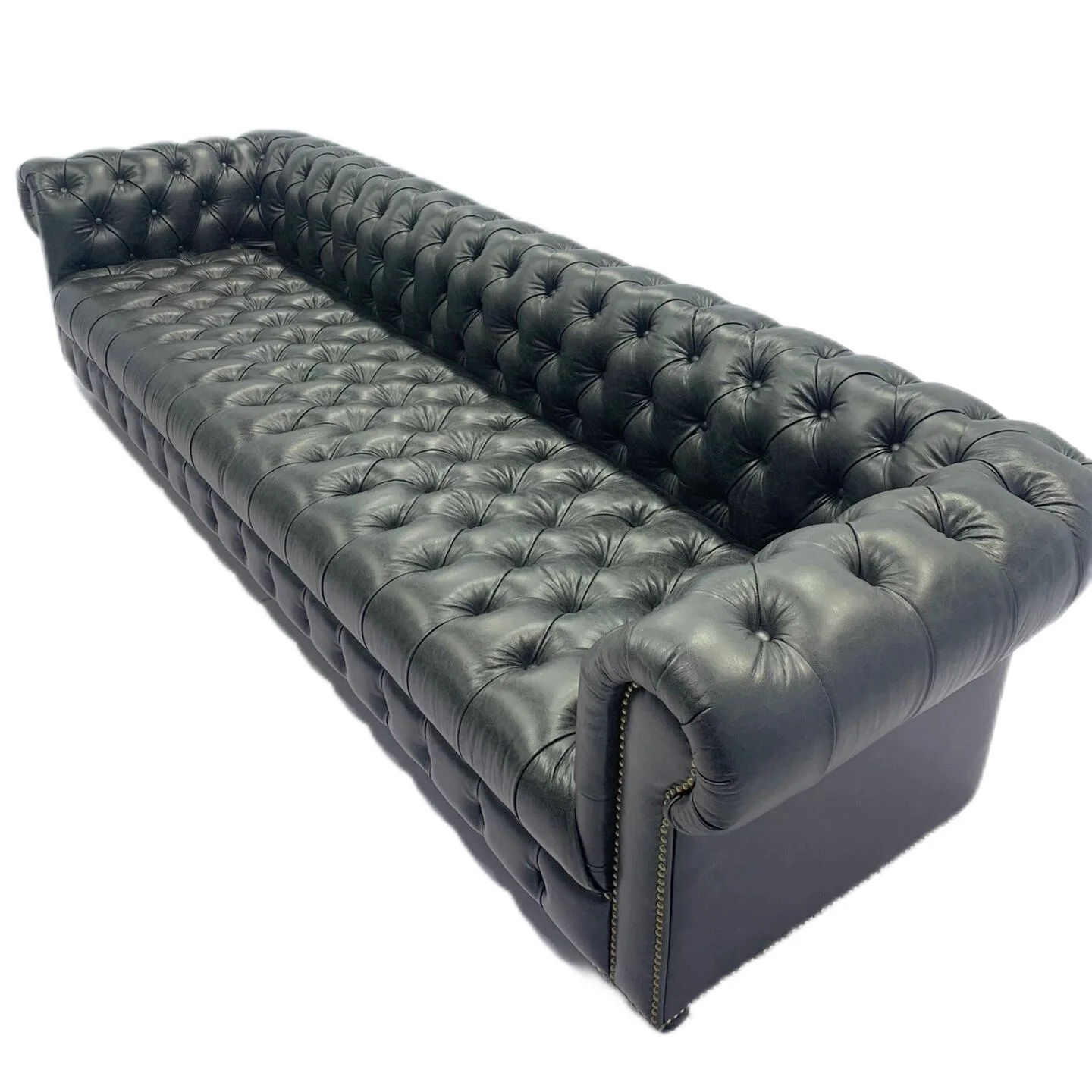 

vg-Classic Vintage American Retro Style Genuine Oil Wax Leather Pull Button Sofa Straight Row Three-Seater for Living Room for&