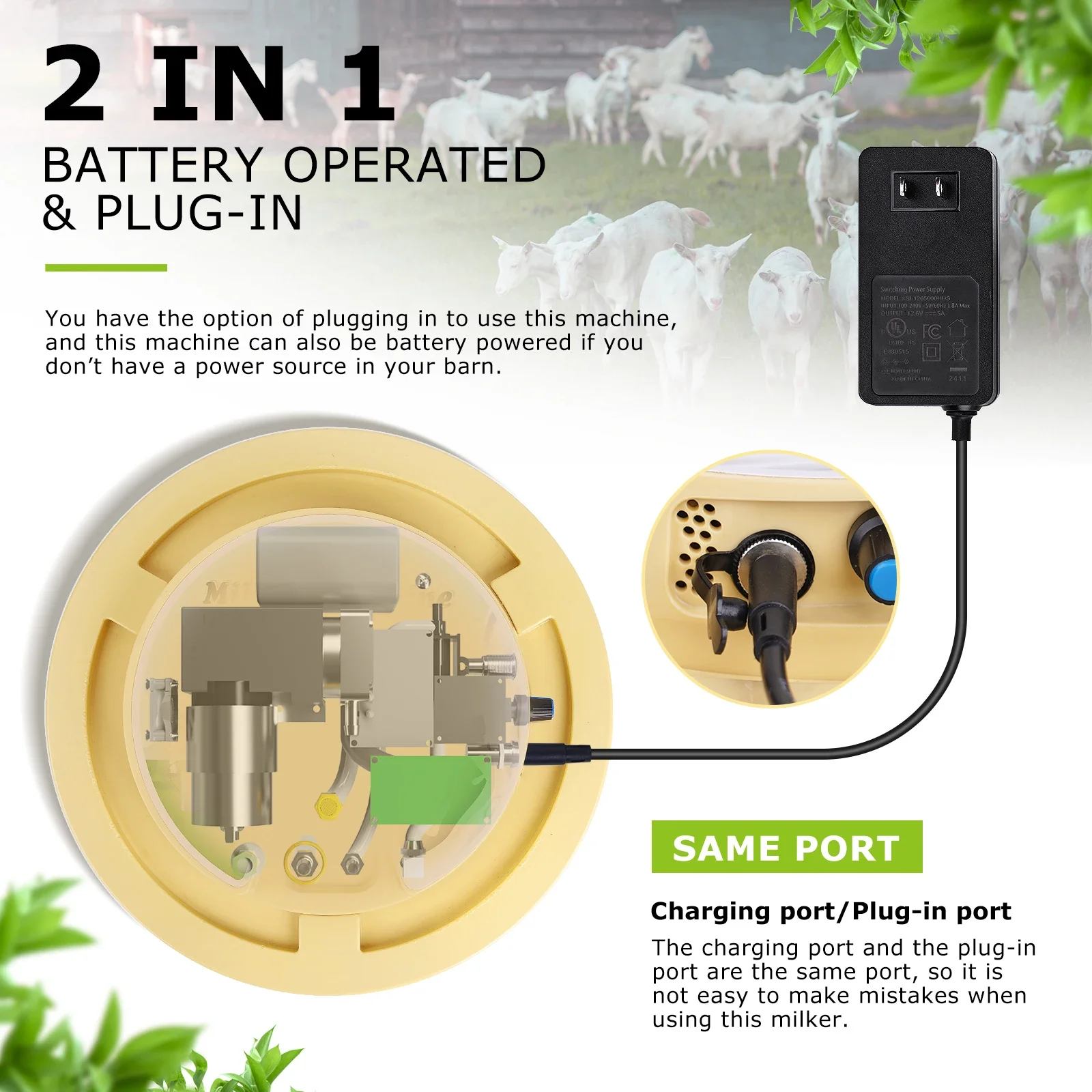 8L integrated charging sheep milk machine stainless steel suction stop device
