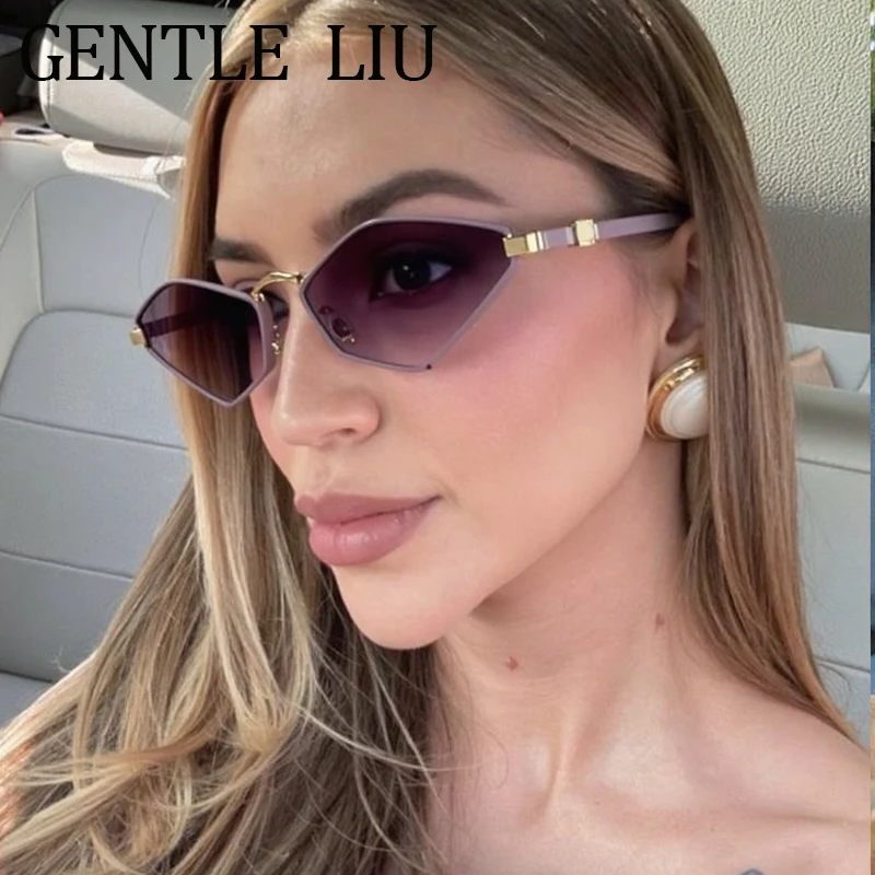 

Vintage Polygon Small Frame Sunglasses Women 2025 Luxury Brand Fashion Punk Cat Eye Sun Glasses For Ladies UV400 Shades Eyewear