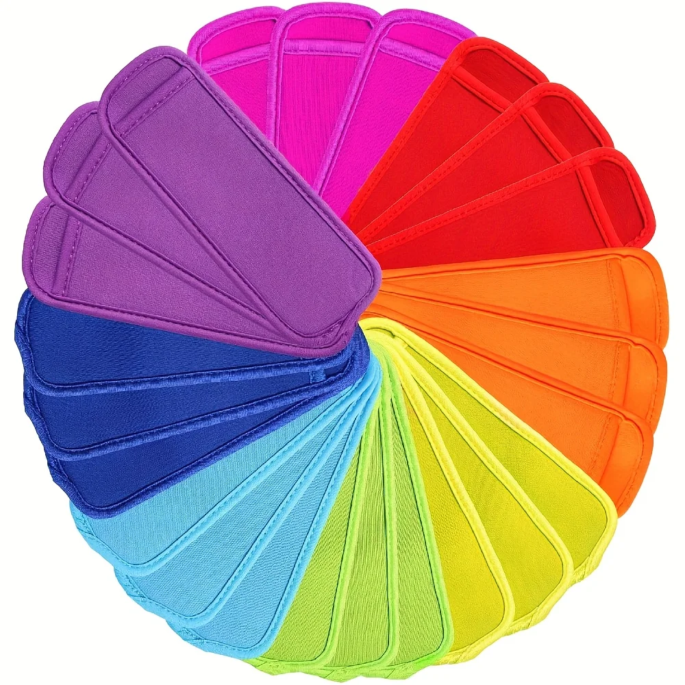 6Pcs 6 Colors Reusable Popsicle Sleeves Anti-freeze Ice Pop Stick Protector Covers Freezer Safe Ice Cream Holders