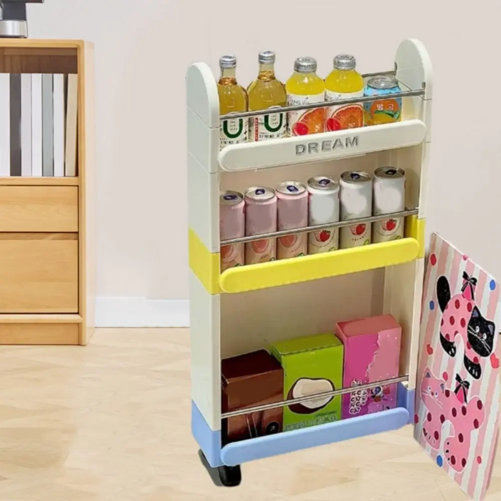 

Plastic Rolling Utility Cart Large Capacity Space Saving Narrow Storage Rack with Wheels Multi-layer Movable Storage Organizer