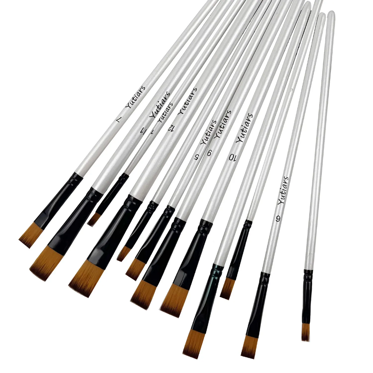12 Pcs/set DIY Oil Acrylic Painting Art Paint Brushes Supplies Nylon Hair Wooden Handle Watercolor Paint Brush Pen Set Learning