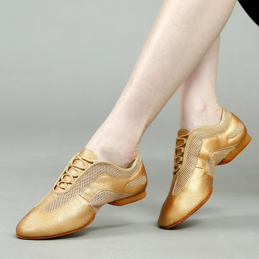 Chaussures de danse latine modernes en daim pour femmes, baskets respirantes, salsa, tango, salle de Rh, jazz, pratique