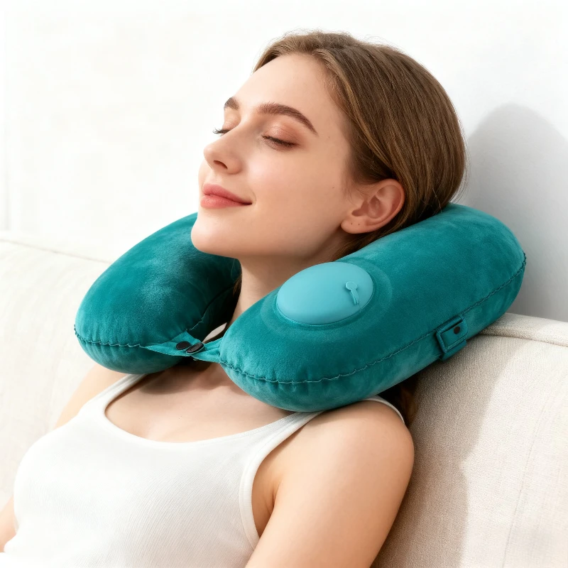 Inflatable travel pillow, portable airplane U-shaped neck pillow, compressible nap cervical pillow,Christmas,Thanksgiving gift