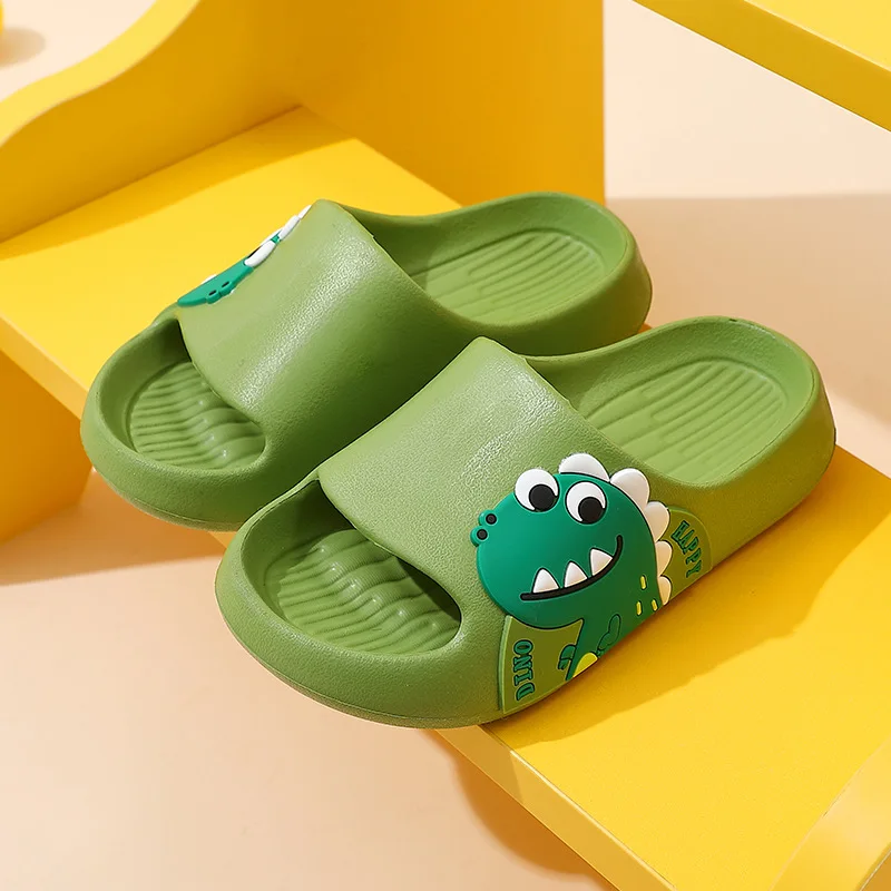 New Summer Children Dinosaur Slippers Kids Breathable Non-Slip Indoor Home Bathroom Shoes Soft Sole Wear-resistant PVC Sandals