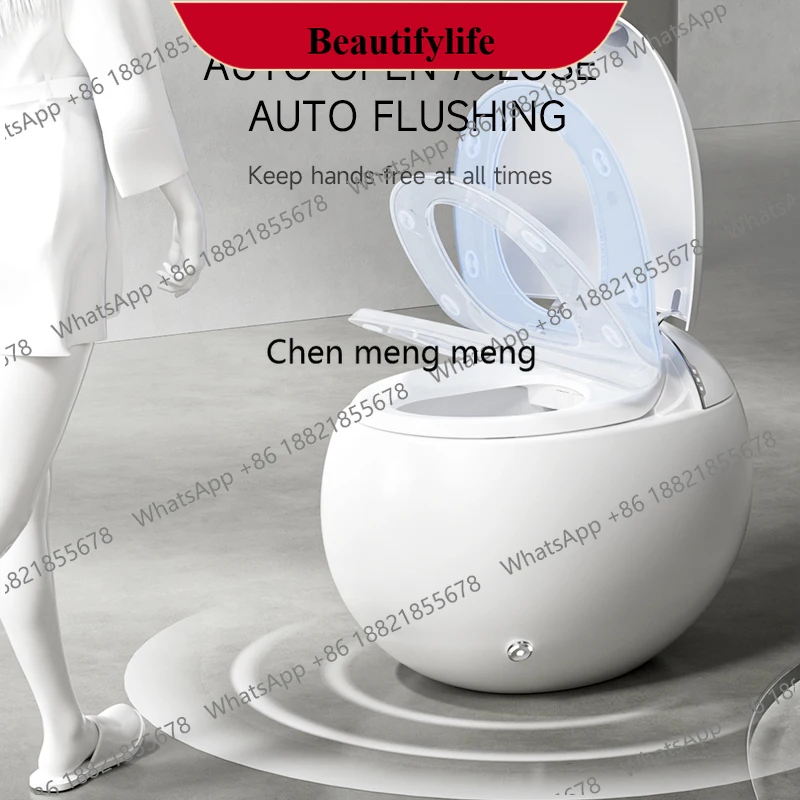 

F185 Auto-Washing & Deodorizing Intelligent Smart Toilet Floor-Mounted with Round Egg Shape Voice Control Automatic Smart Wc Toi