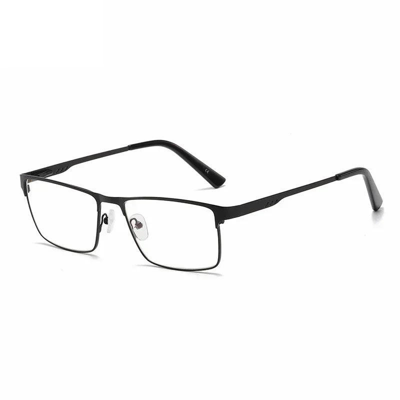 Fashion Men's Square Large Frame Eyeglasses Spring-loaded Legs Anti-Blue Light Reading Glasses for Near and Distance Use