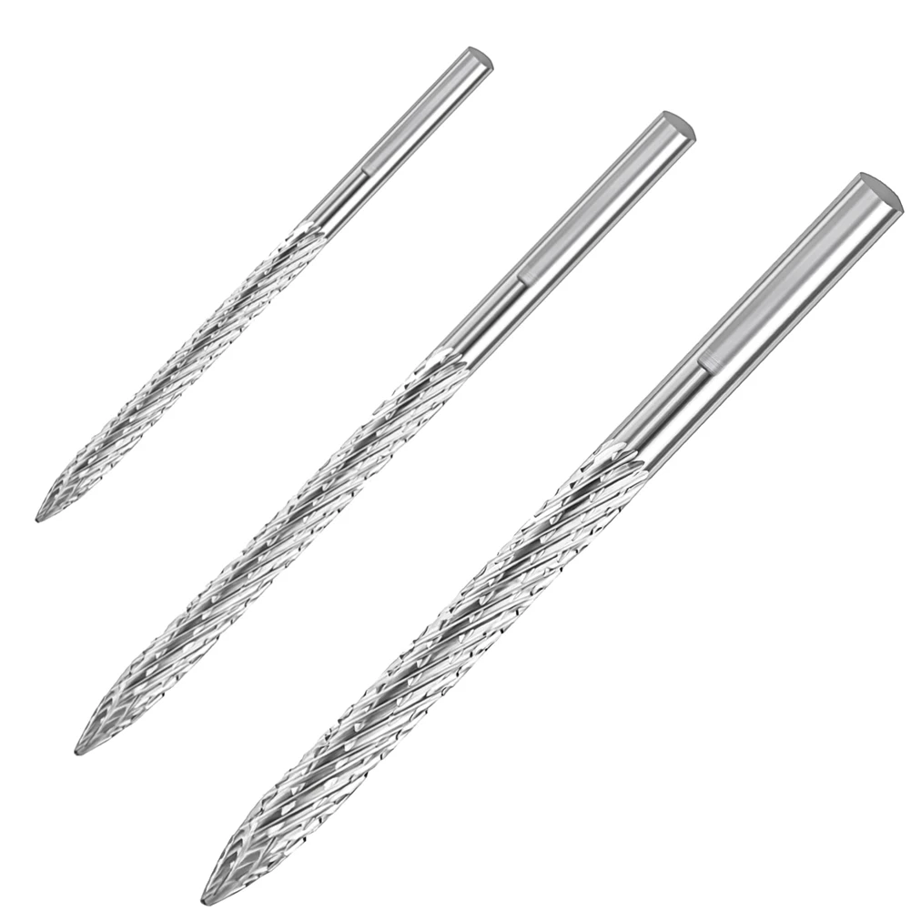 

3 Pack Tire Bit Multi Sizes Tire Repair Carbide Burr Drill Bit Tire Patches Plug Cutters Wire Cutter Reamer Drill