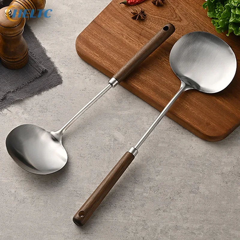 

1 шт. S/M/L лопатка вок из нержавеющей стали, кухонная ложка для шеф-повара, деревянная лопатка с длинной ручкой, грибная лопатка, кухонная посуда