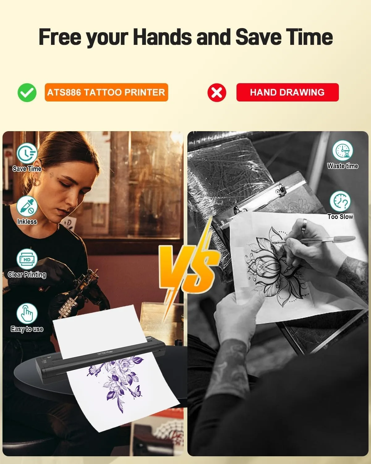 Yilong-タトゥーステンシルプリンター,タトゥーアーティストと初心者のためのサーマルマシン,タトゥー用品,ats886,ポータブルトランスフェ
