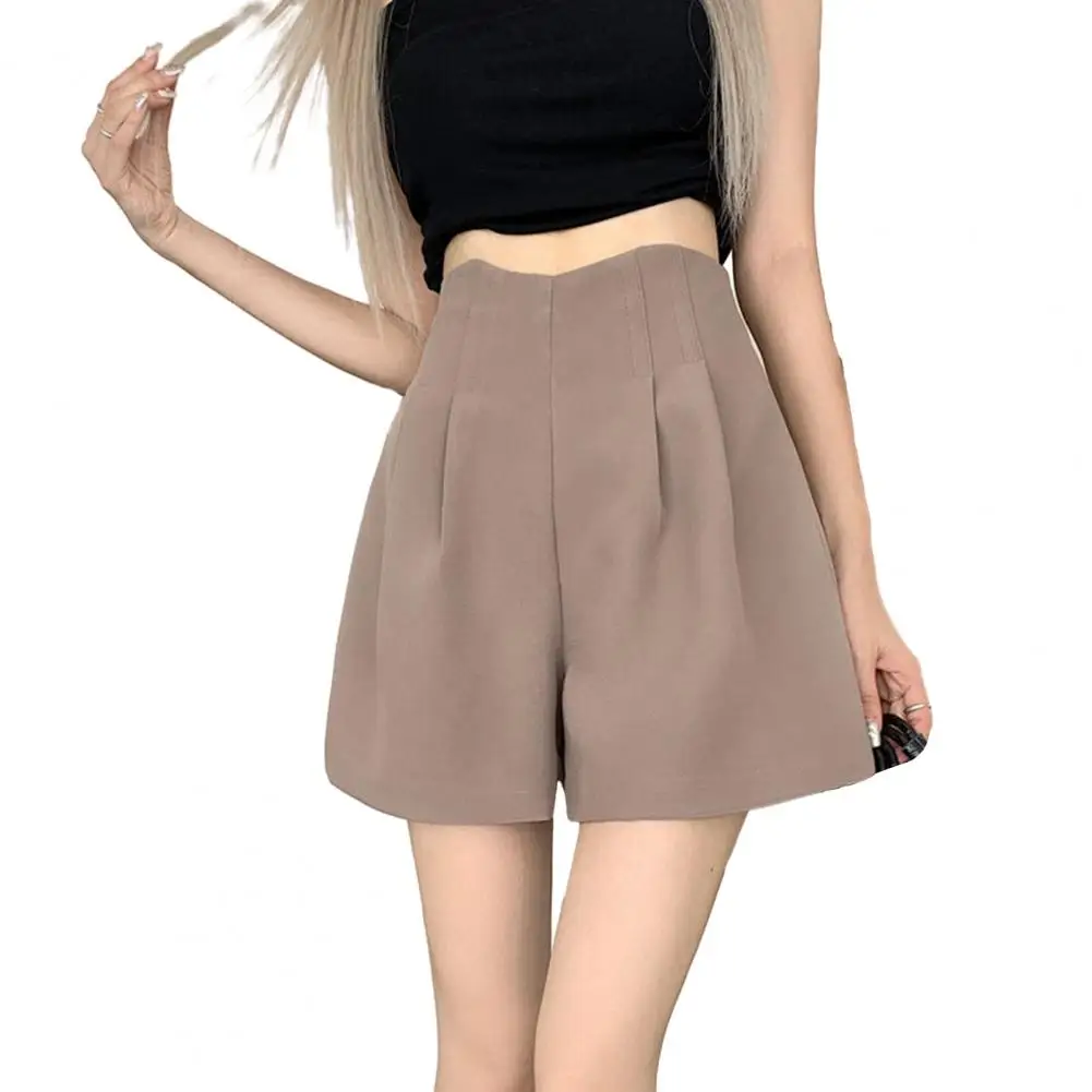 Fashionable Women Shorts Elegant High-waisted Pleated Women's Suit Shorts for Summer Workwear Loungewear Lightweight Women