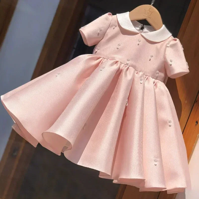 Children First Birthday Party Dresses For Baby Girls Evening Dress Princess Pink Gown Infant Wedding Kid Girl Ceremonial Vestido