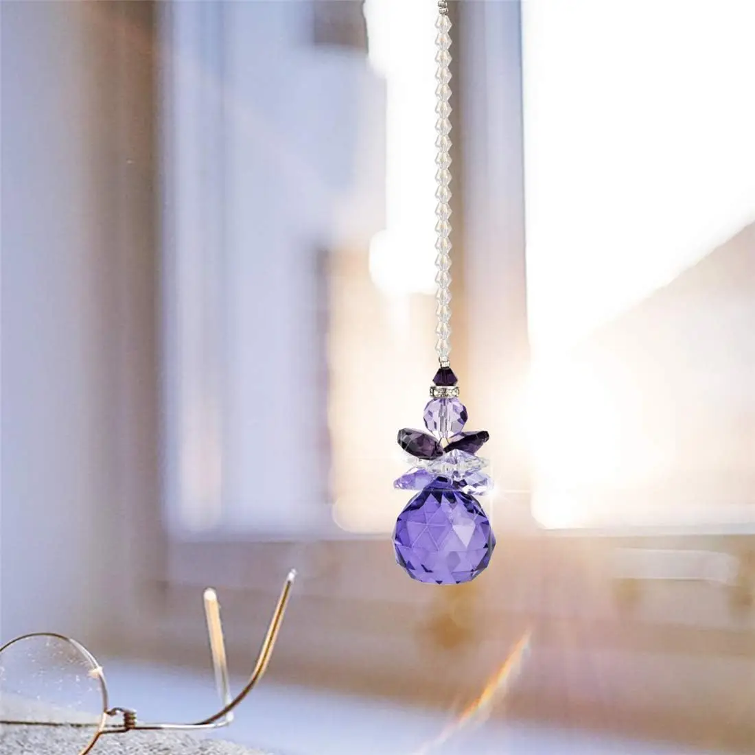 1PC  Hanging Crystal Angel Suncatcher Rainbow Maker Guardian Angel Ornament for Home Window Decor