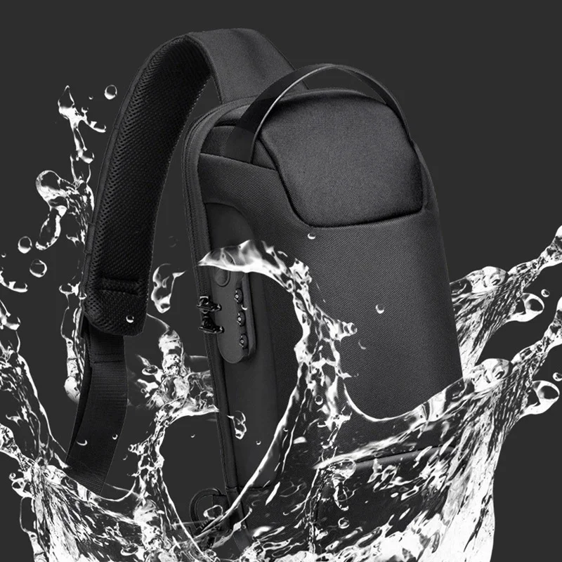 Waterproof Sling Bag Man USB Crossbody Shoulder Bag for Men Anti-Theft Short Travel Messenger Fashion Designer Chest Bag