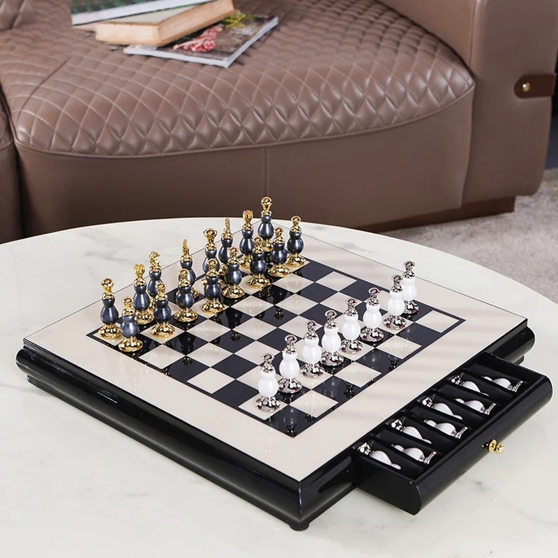 Chess Board Wood With Chess For Home Decoration Chess Board
