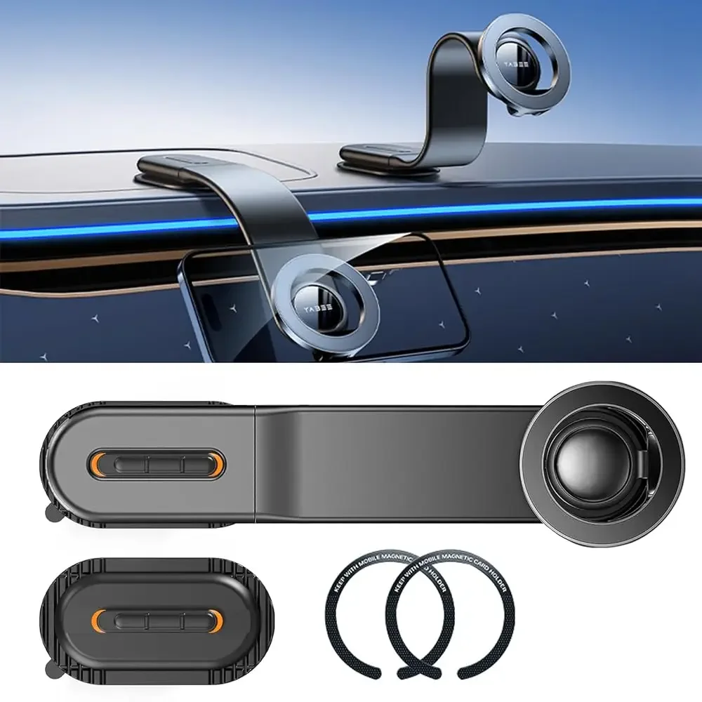

Flexible Bendable Aluminum Alloy Magnetic Phone Holder for Car - Phone Mount for Car with 2 Bases, 2 Metal Rings - Car Mount