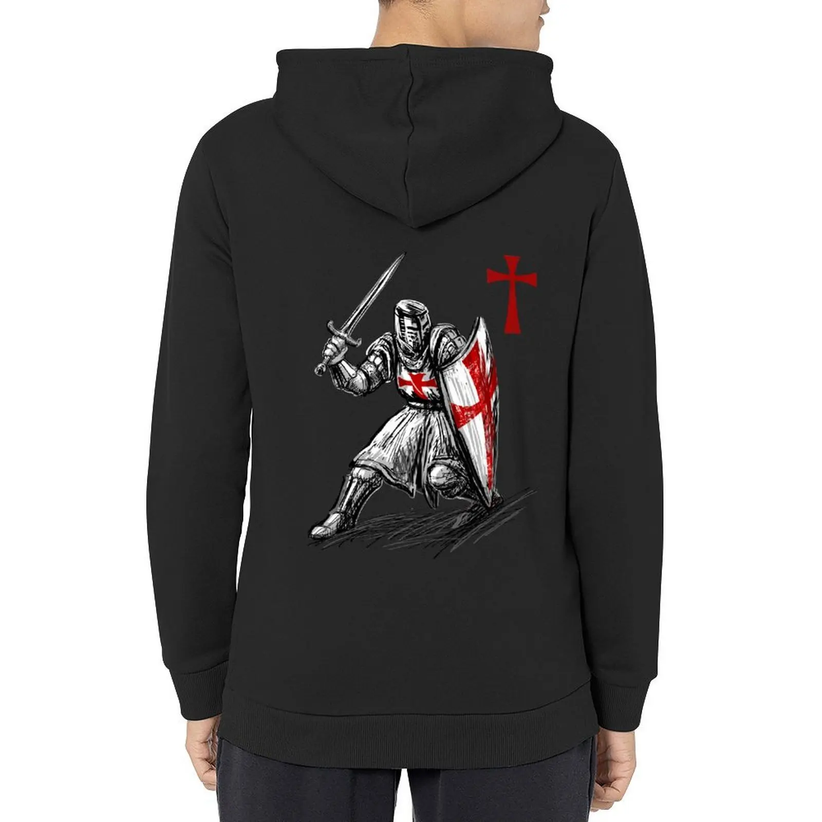 

Knights Templar With Sword Christian Red Cross Hoodie anime clothing hooded shirt men's sweat-shirt set hoodie men