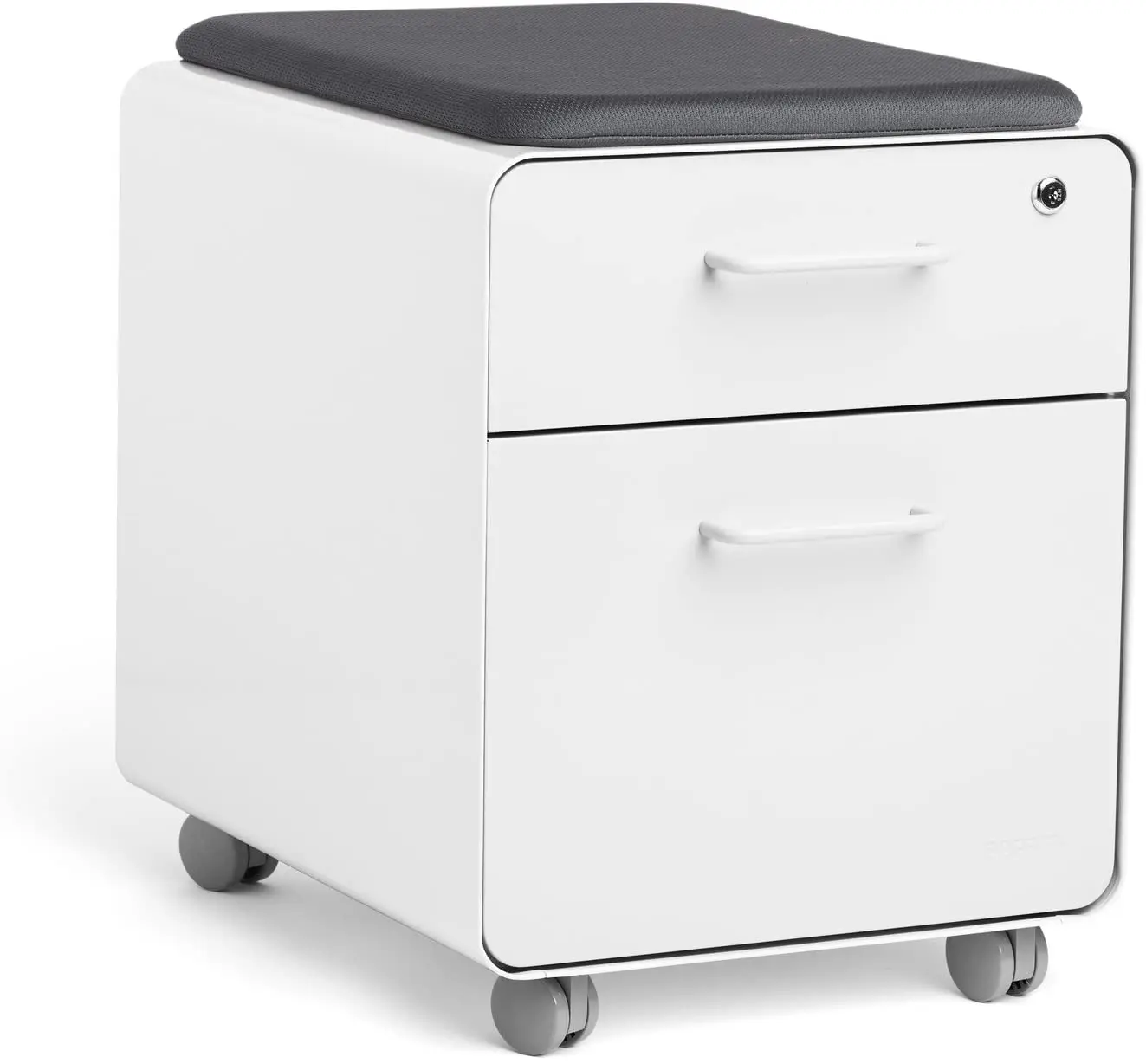 Rolling File Cabinet With Lock & Seat, 2 Keys, Utility & Hanging Drawers For Office, White & Gray, Customized