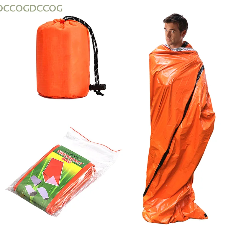 Outdoor Edc Camping Ausrüstung Thermische Sack Erste Hilfe Rettungs Kit Mylar Decke Tragbare Wasserdichte Notfall Überleben Schlafsack