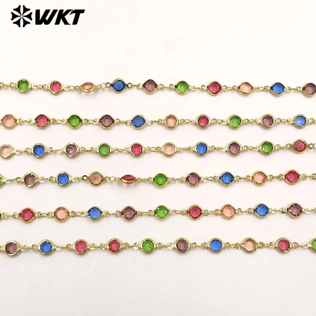 

WT-BC281 Красивые и яркие миниатюрные круглые хрустальные бусины оптом, цепочка-ожерелье для женщин, аксессуар для самостоятельного изготовления украшений
