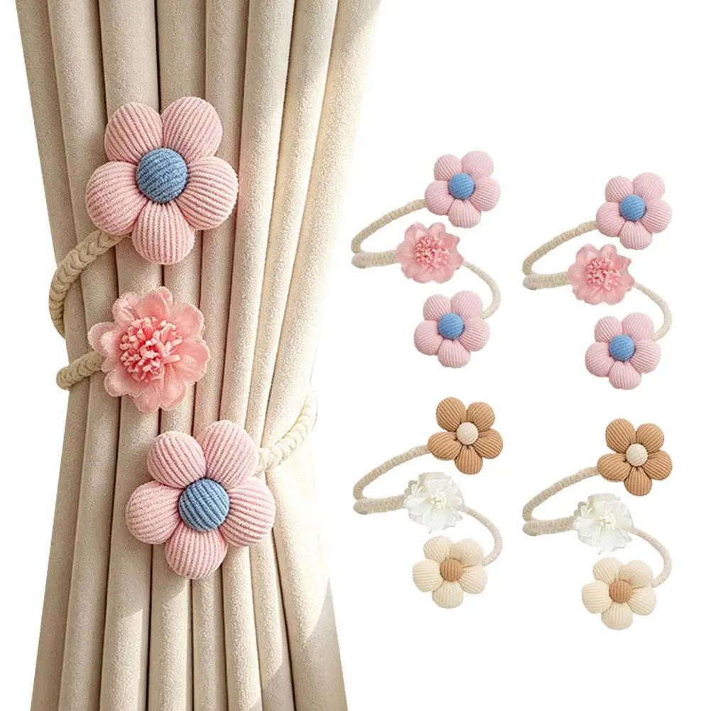 Modern Flower Shape Curtain Tieback No Punching Twist Bough Rope Curtain Buckles Curtain Hanging Rope Home Decoration