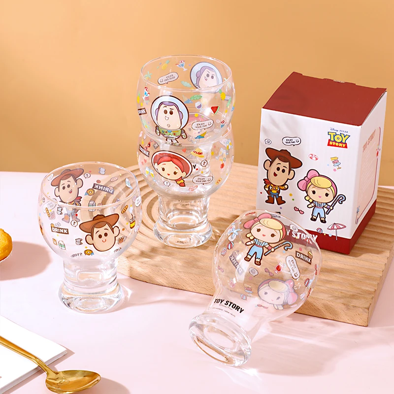 Miniso Disney Woody 450ML Glass Cups Cute Kawaii Bo Peep Children's Juice Cup For Cartoon Printing Buzz Lightyear Beer Glass