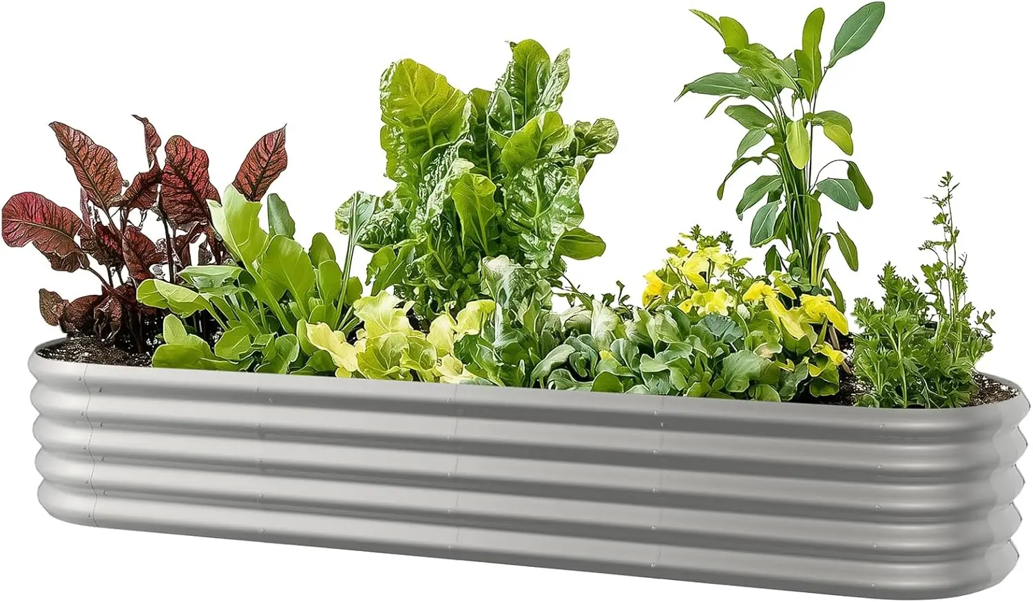 

8x2ft Oval Galvanized Raised Garden Bed Kits 16" Tall Outdoor Large Metal Modular Planter Box 9-in-1 Raised Beds for Gardening,V
