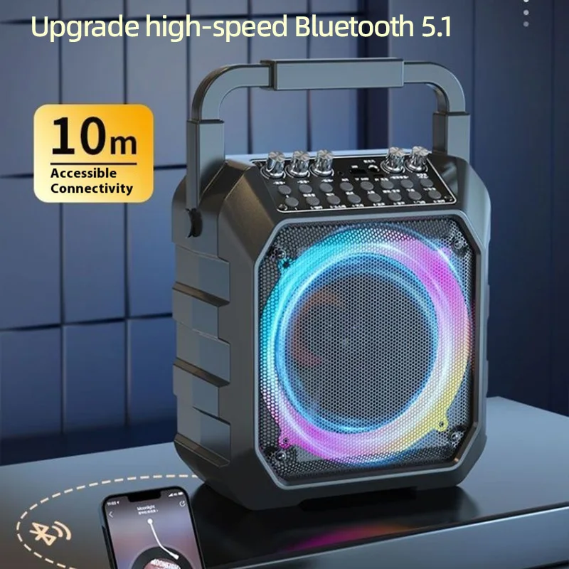 Portable Bluetooth Speaker 10W Powerful Bass Karaoke Machine With Mic USB Speakers IPX2 Waterproof 8M Range For Party Travel