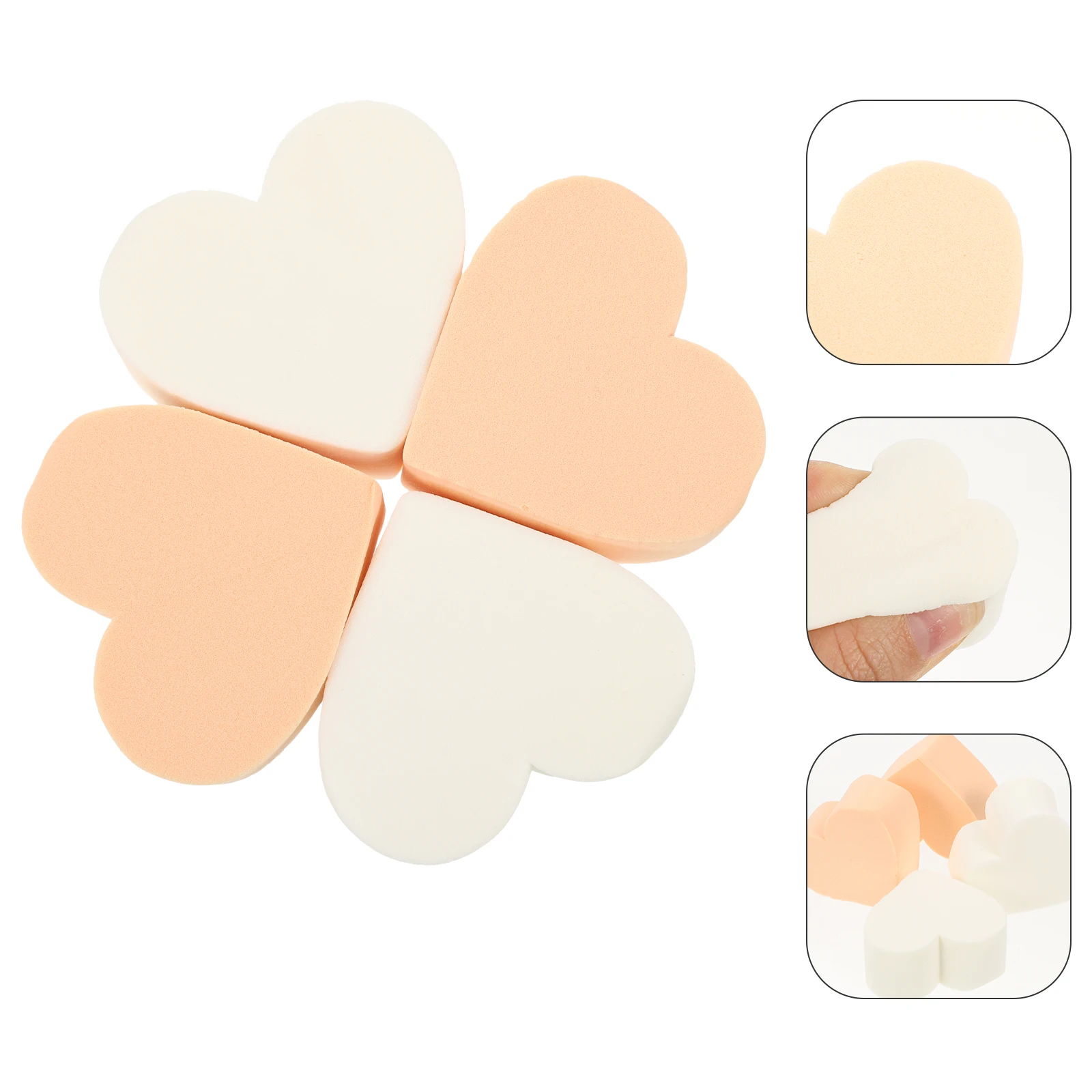 ฟองน้ำแต่งหน้ารูปหัวใจ 4 ชิ้น ฟองน้ำแบบใช้ซ้ำได้ สำหรับลงรองพื้น อุปกรณ์เสริมความงาม ใช้ได้สองแบบ สำหรับใบหน้า ใช้ได้ทั้งแบบเปียกและแบบแห้ง