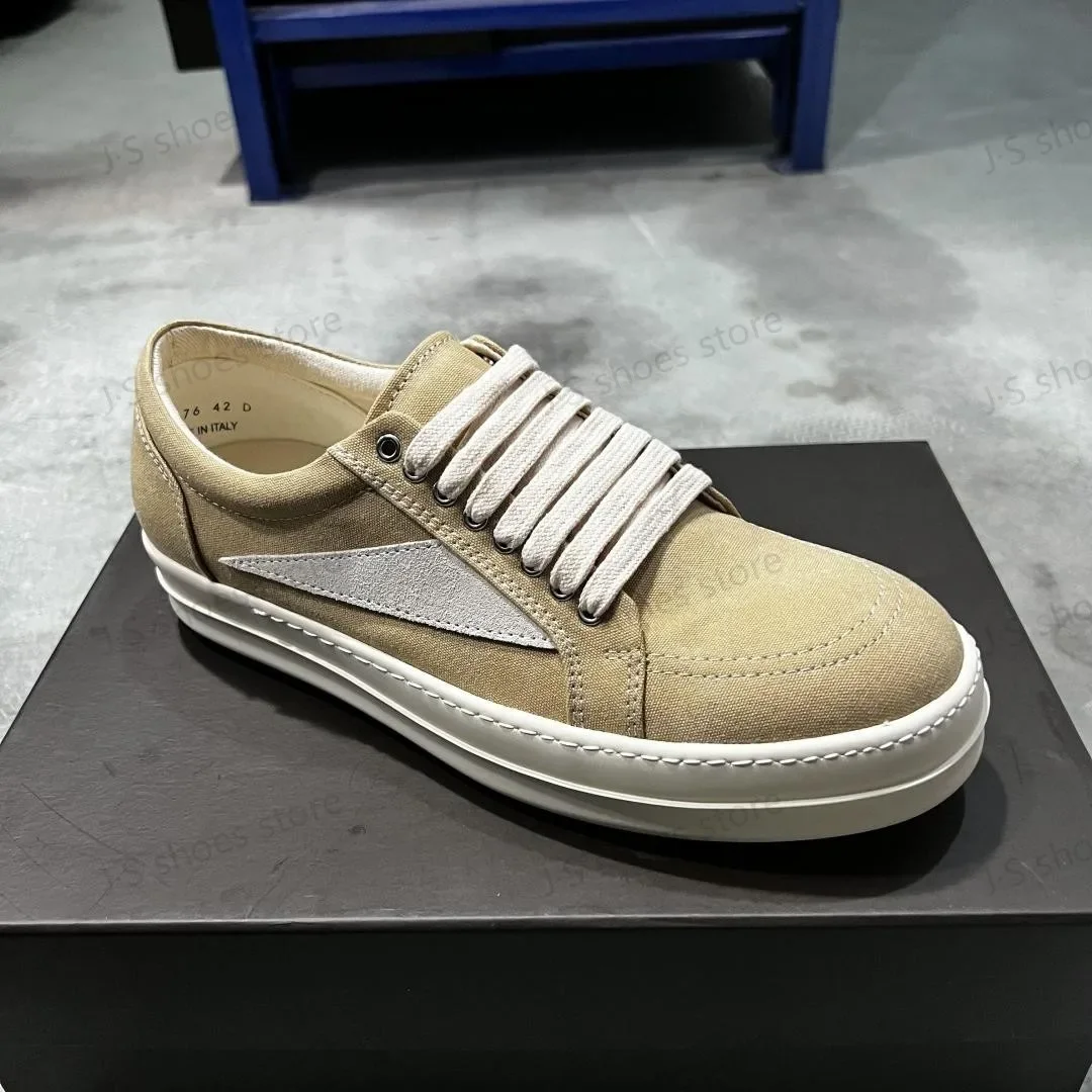 

Ro Classic Designer Men Sneaker Low Top Shoes Women Light Yellow Canvas Casual Shoe Cowhide Lace Up Retro Flat Suede Sneakers