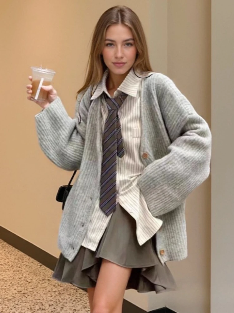 

New Fashion Long Sleeve Knitted Cardigan 2025 Fall Women Sweater Jacket Autumn Winter Casual Loose Knitted Coat Elegant Knitwear