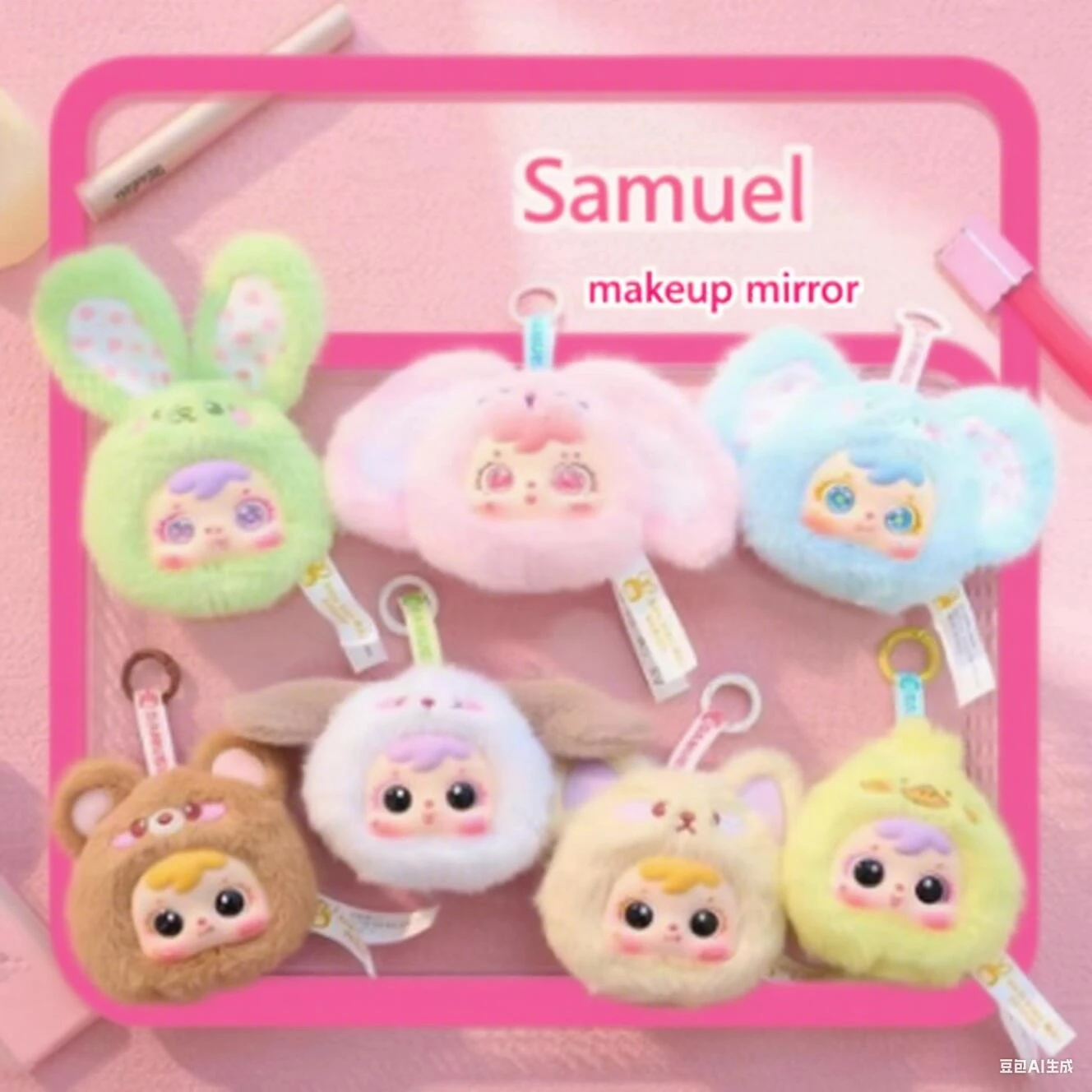 

Samuel Animal Gathering Series Makeup Mirror Blind Box Toy Cute Doll Portable Makeup Mirror Mysterious Box Girl Birthday Gift