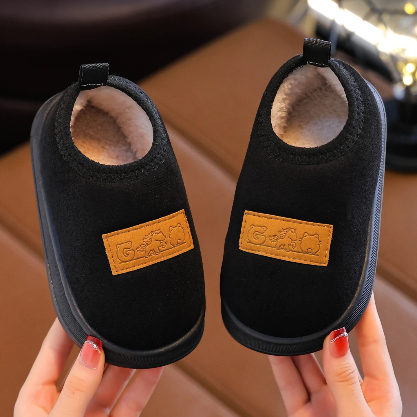 Boys & Girls Winter House Shoes, Kids Students Simple Casual Comfortable Indoor Home Furry Shoes