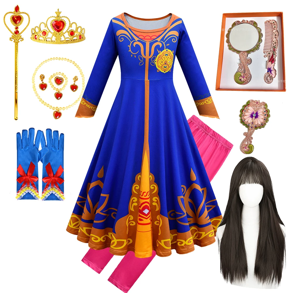 

American Indian Halloween Girls Mira Royal Detective Cosplay Costume Birthday Children Blue Vintage Long Dresses Girl Outfits