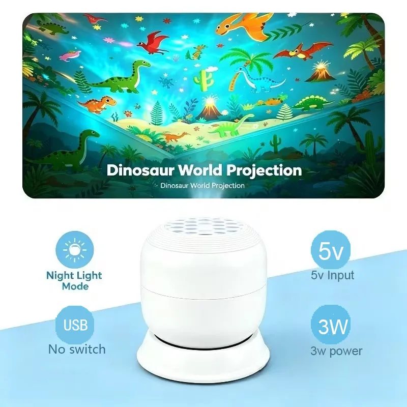 Mini USB Night Light Projector – USB Jurassic Dinosaur Projection Lamp, Dinosaur Forest Elements – Bedroom Decor Or Gift gallery 4