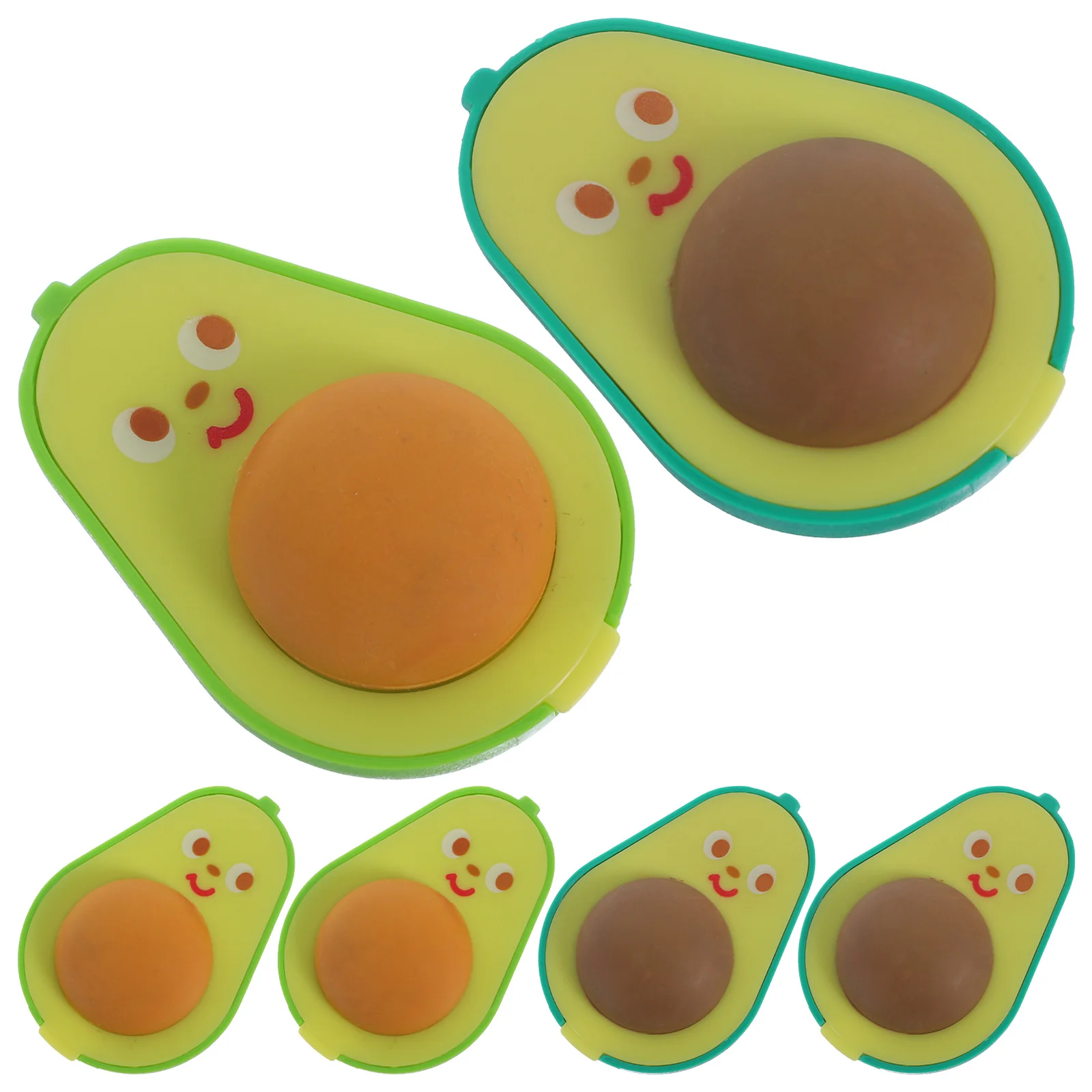 

6pcs Avocado Pencil Sharpeners 2-In-1 Eraser Sharpener Portable Manual Cartoon Pencil Sharpening Tool School Supplies Kids