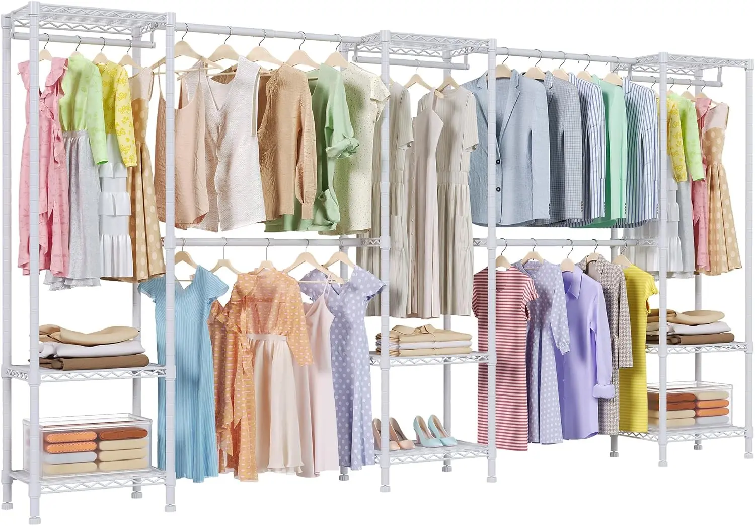 

H11 Heavy Duty Garment Rack, Clothing Rack for Hanging Clothes, Extra Large Closet, Freestanding Wardrobe Closet Organizer an