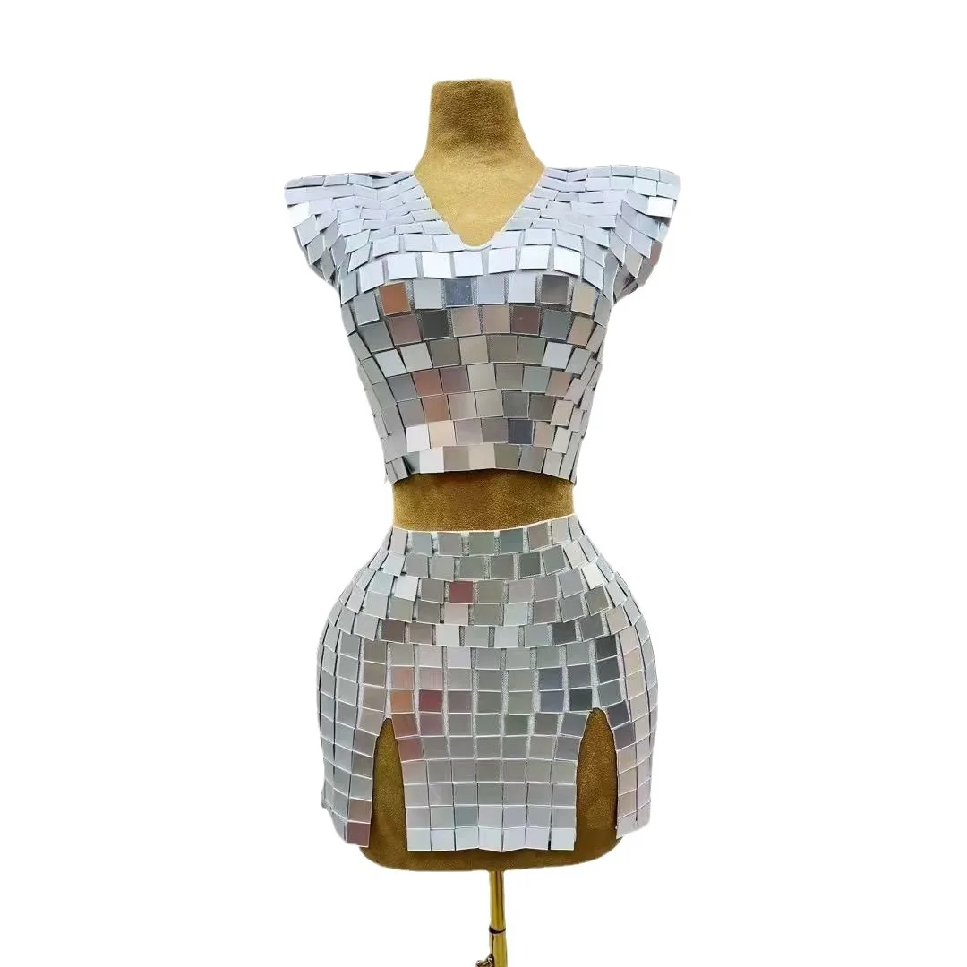 

Sexy Internet Celebrity Shiny Lenses Miniskirt Suit Birthday DJ Gogo Stage Costume Bachelorette Party Stage Performance Dresses