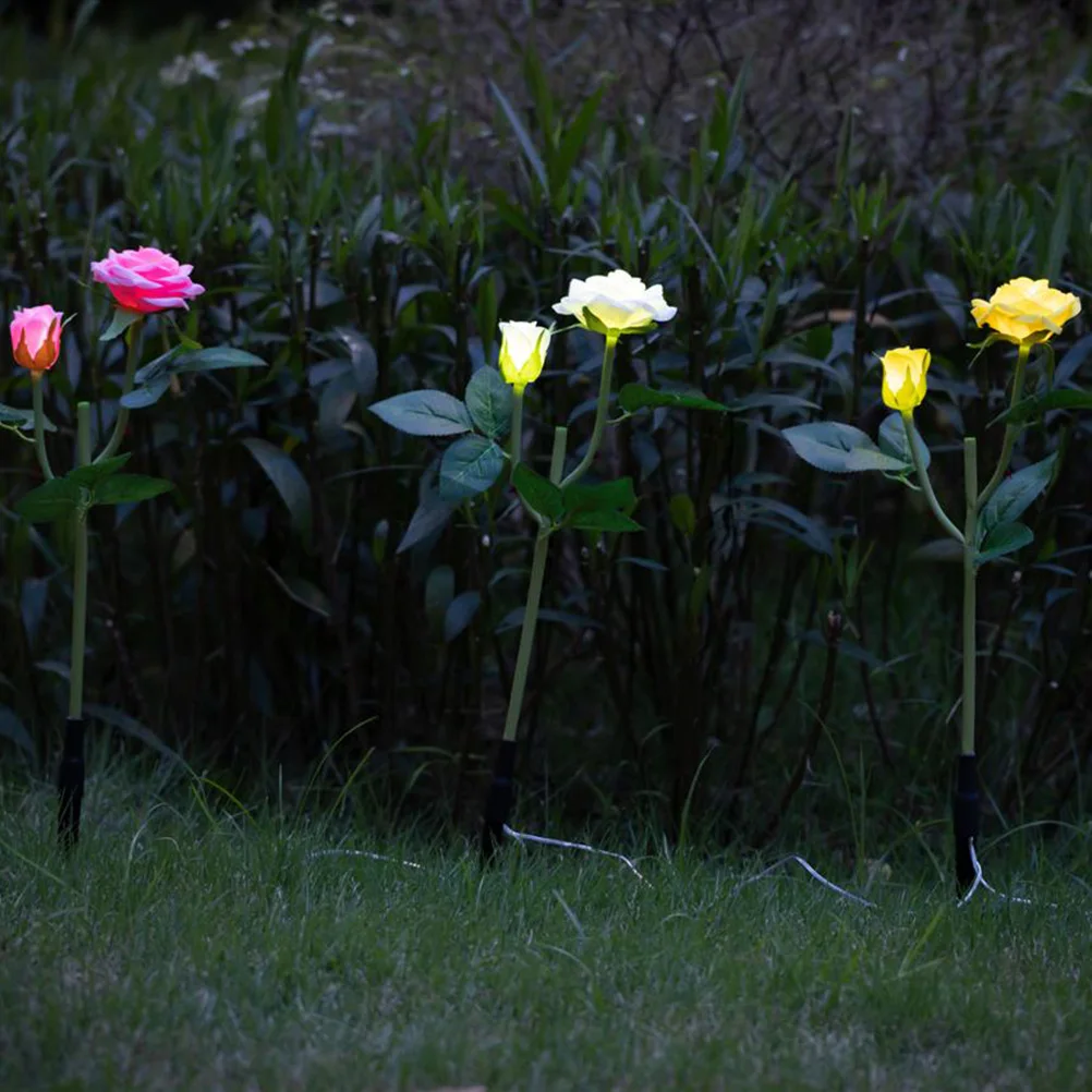

Rose Lantern LED Flower Light 3 in Beautiful Solar Led Flower Light Outdoor Lights Waterproof L Lamp Roses Garden Decor