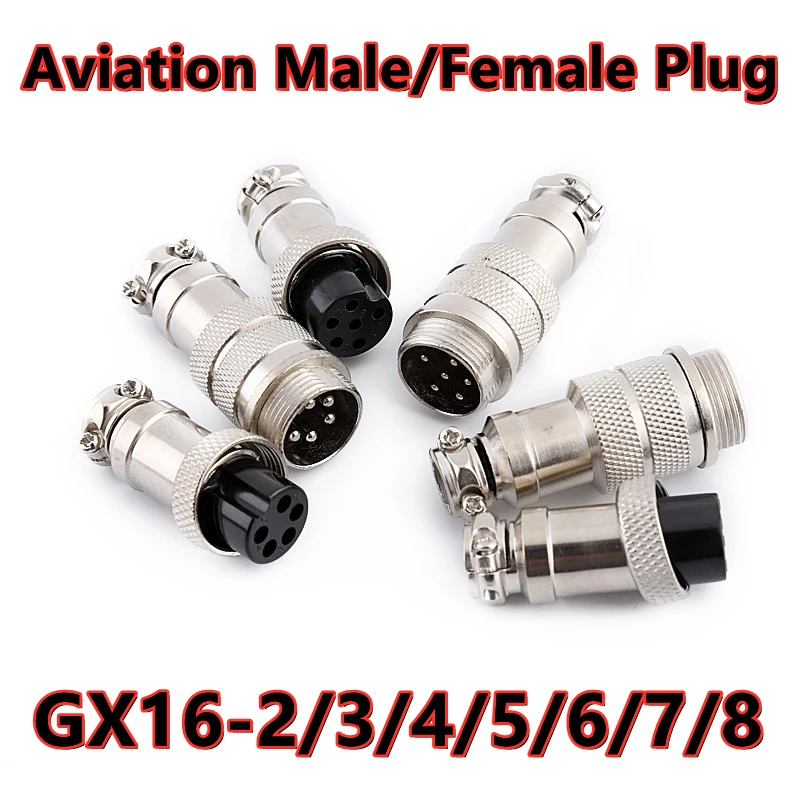 1set Aviation plug GX16-2/3/4/5/6/7/8 pole 16mm male connector GX16 2PIN 4PIN 6PIN 8PIN female socket connector plug socket