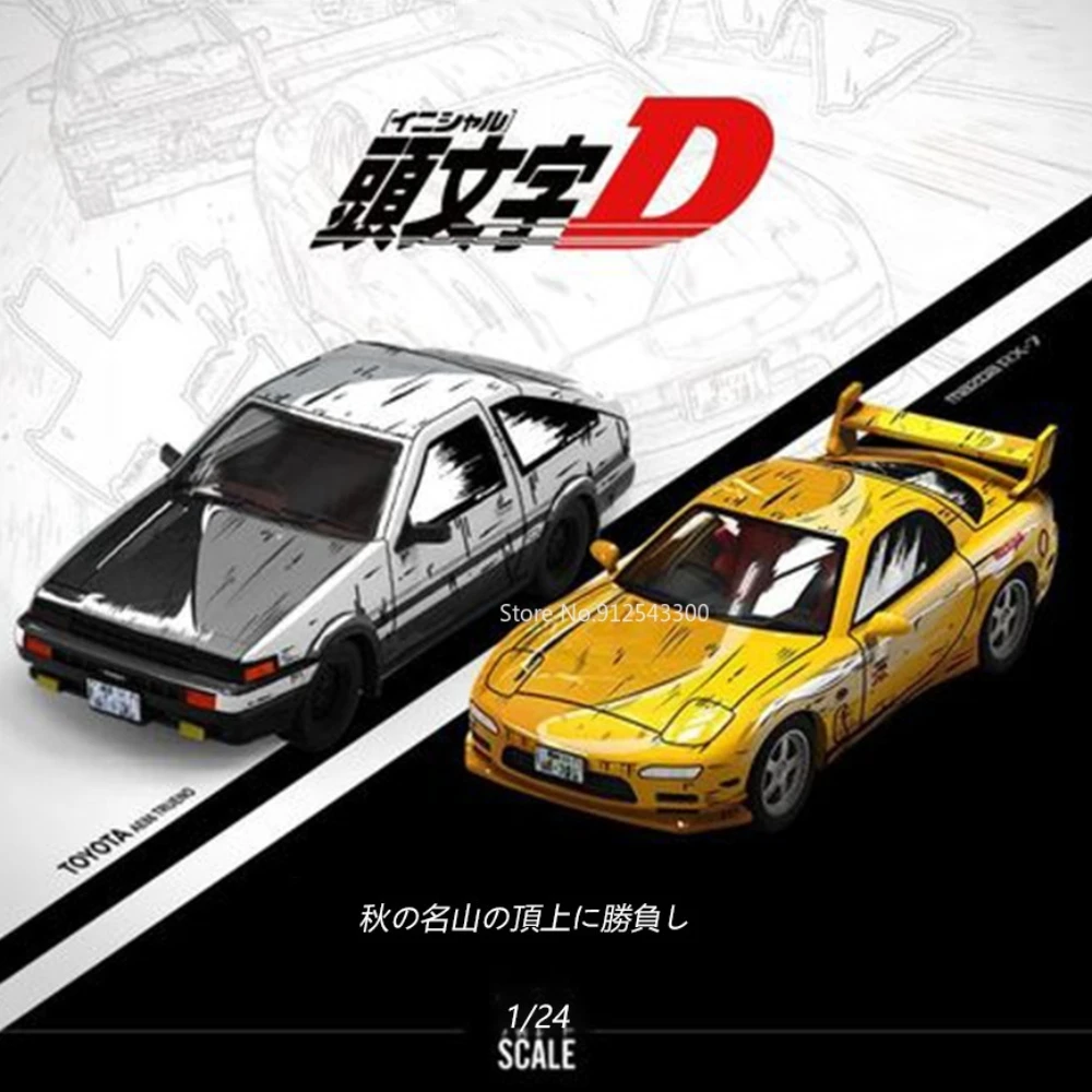 1/24 Mazda RX7 Alloy Car Model Toy Initial D with Sound Light Metal Diecast Model Sport Car Toy for Kids Children\'s Holiday Gift