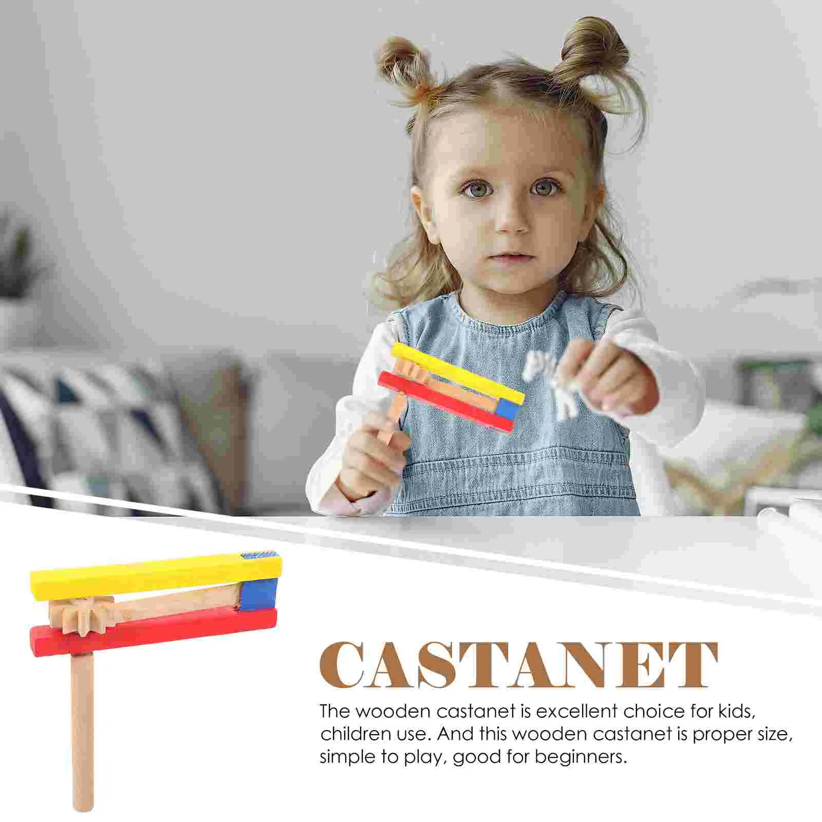 4 Pcs Ratchets Wooden Castanet Clapper Music Kids Long Handle for Child Educational