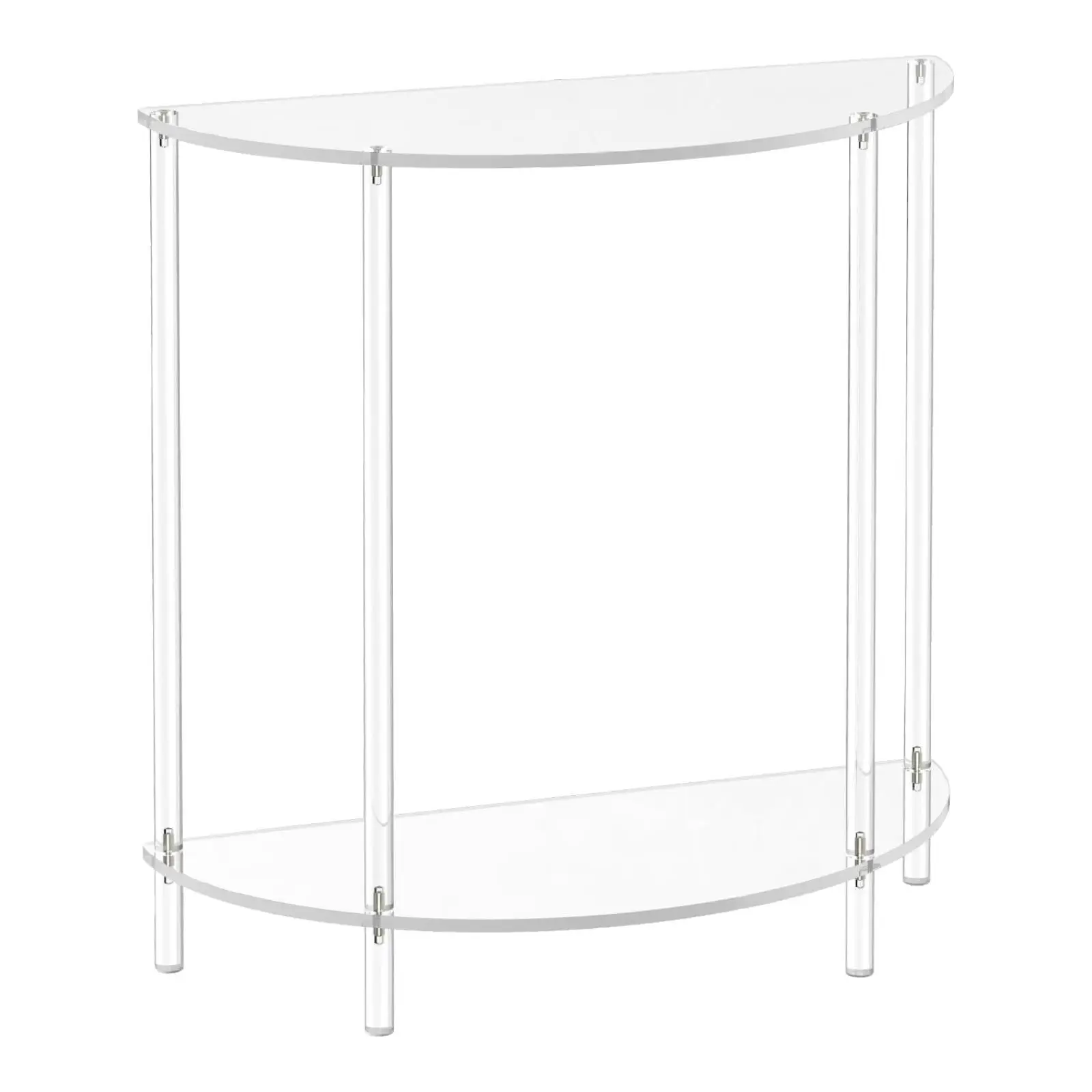 Acrylic Side Table Modern Compact Bedside Table Double Layer Storage Shelf Furniture for Office Home Living Room Kitchen Decor