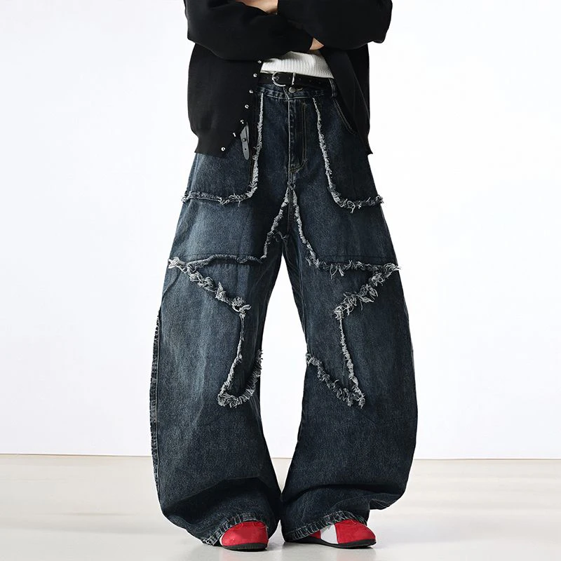 جينز نسائي أزرق فضفاض عتيق 90s جمالي عالي الخصر سروال رعاة البقر Harajuku سراويل جينز Y2k Trashy 2000s ملابس 2025